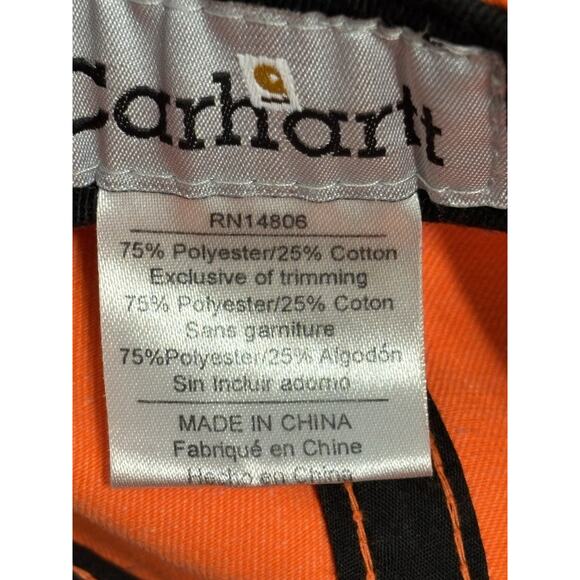 Carhartt FLUORESCENT ORANGE CANVAS Ball Cap: Adjustable One Size Hat - Picture 9 of 10